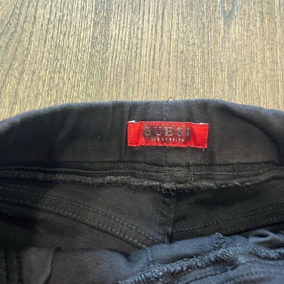 NWOT Guess Black Distressed Denim Shorts Drawstring Size M - Picture 4 of 10